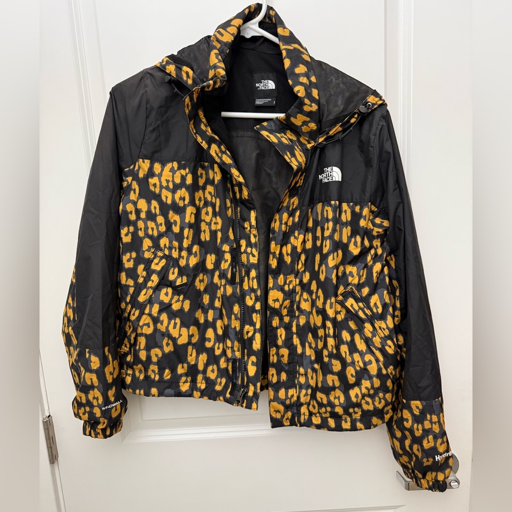 The North Face Black and Yellow Leopard-Print Jacket
